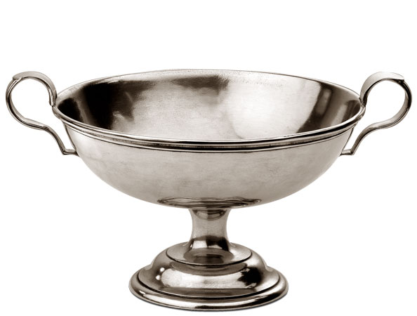 Bowl with handles, grey, Pewter, cm Ø25 x h15