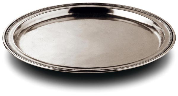 Vassoio rotondo, grigio, Metallo (Peltro), cm Ø 35