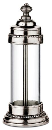 Pepper mill, grey, Pewter and lead-free Crystal glass, cm h 15