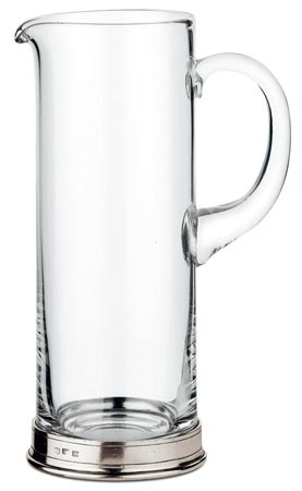 Glaskaraffe mit Zinnfuß, Grau, Zinn und Bleifreies Kristallglas, cm Ø10 x h27  lt. 1,50