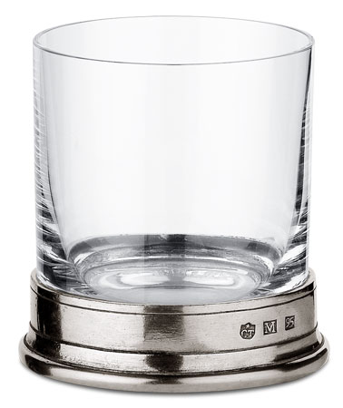Whisky glass, grey, Pewter and lead-free Crystal glass, cm h 8,7 cl 24