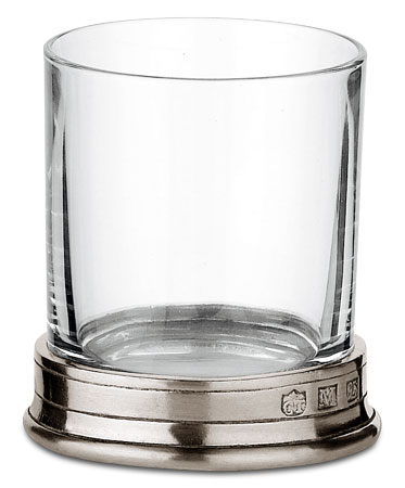 Vaso whisky, gris, Estaño y Cristal, cm h 6,2 cl. 7