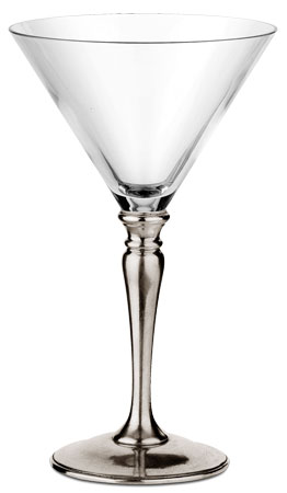 Copa martini, gris, Estaño y Cristal, cm h 19,5 x cl 30