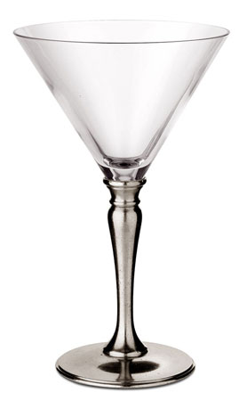 Verre à martini, gris, étain et Cristal sans plomb, cm h 18 x cl 21