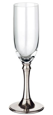 Ποτήρι για αφρώδη οίνο τύπου flute κρυστάλλινο, Γκρι, κασσίτερος και κρύσταλλο, cm h 23 x cl 19