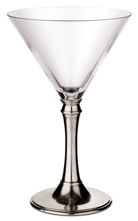 Bicchiere martini, grigio, Metallo (Peltro) e cristallo senza piombo, cm h 18 x cl 21
