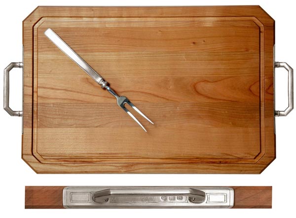 Cherry cutting board, grey and red, Pewter and Wood, cm 51 x 34 x h 2.5