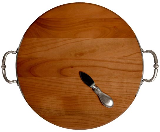 Tabla de madera para picar (cerezo), gris y rojo, Estaño y Madera, cm 35,7 x h 2.5