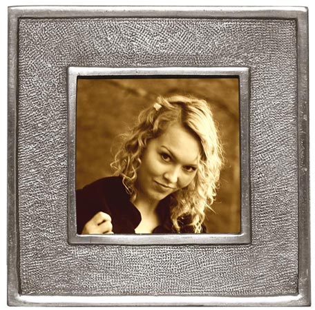Cornice portafoto, grigio, Metallo (Peltro) e Vetro, cm 10,5x10,5 - photo format 7x7