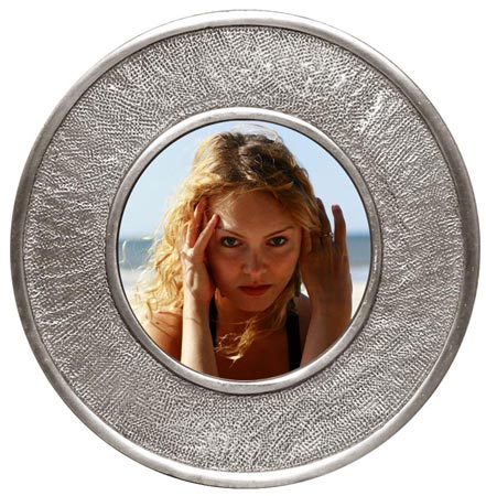 Round pictureframe, sm, grey, Pewter and Glass, cm Ø 11 - photo format Ø7