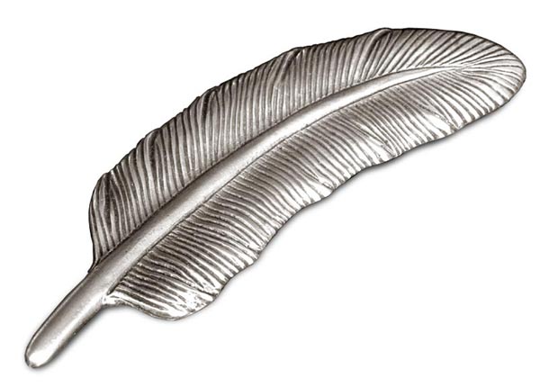 Feather pewter paperweight, gri, Cositor, cm 11