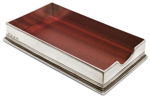 Dinner napkin holder, grey and red, Pewter and Wood, cm 23,5x13,5xh4