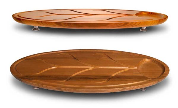 Schneidbrett Holz (Kirschholz), Grau und rot, Zinn und Holz, cm 44,5 x 25,7 h 2,1
