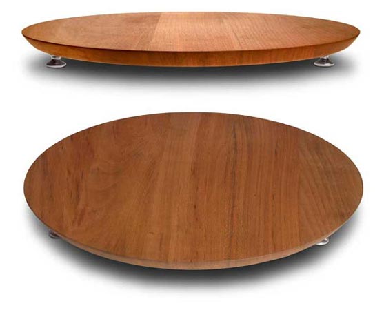 Tagliere in legno (ciliegio), grigio e rosso, Metallo (Peltro) e Legno, cm Ø 34 x h 1,7