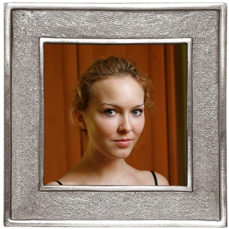 Porträtrahmen, Grau, Zinn und Glas, cm 14x14 - photo format 10x10