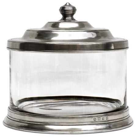 Biscuit jar, grey, Pewter and Glass, cm Ø21xh19,5 lt 3,6