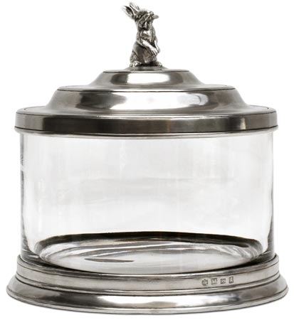 Biscuit jar, grey, Pewter and Glass, cm Ø21xh21 lt 3,6