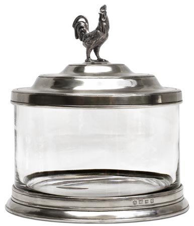Biscuit jar, grey, Pewter and Glass, cm Ø21xh23 lt 3,6