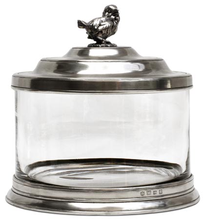 Biscuit jar, grey, Pewter and Glass, cm Ø21xh20,5 lt 3,6