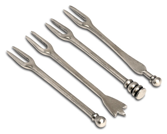 Olive fork (4 pcs), grey, Pewter, cm 11,5