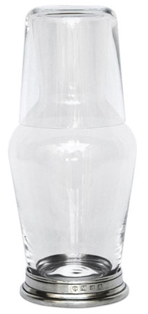 Jarra + copa agua, gris, Estaño y Cristal, cm h 22 cl 92