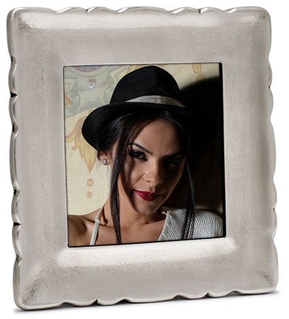 Square pictureframe, sm, grey, Pewter and Glass, cm 9,5x9,5 - photo format 7x7