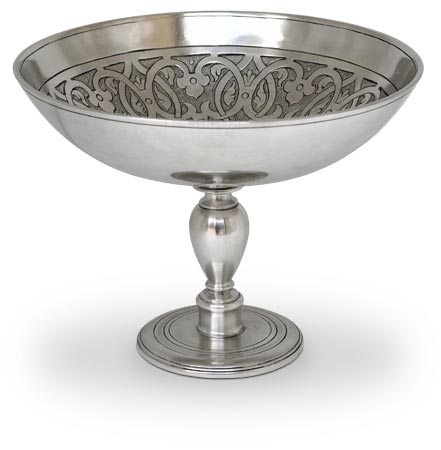 Footed bowl, grey, Pewter, cm Ø 23 x h 17,5