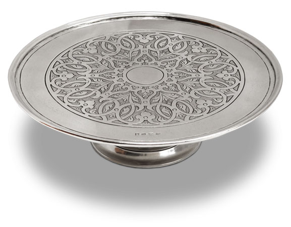 Footed cake plate, grey, Pewter, cm 30 x 8,5
