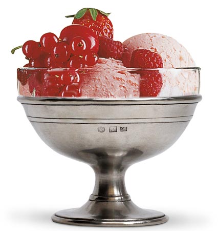 Coupe à glace/dessert avec le verre, gris, étain et Verre, cm Ø 12
