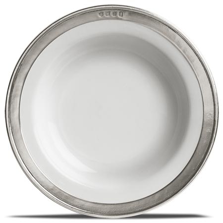 Πιάτο βαθύ, Γκρι και λευκό, κασσίτερος και πηλός, cm Ø 24