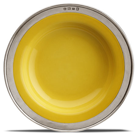 Πιάτο βαθύ-κίτρινο, Γκρι και κίτρινος, κασσίτερος και πηλός, cm Ø 24
