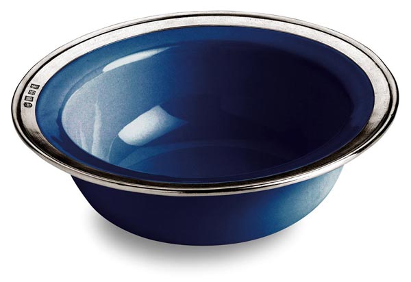 Bol multiuz albastru, gri și albastru, Cositor și Ceramice, cm Ø 20