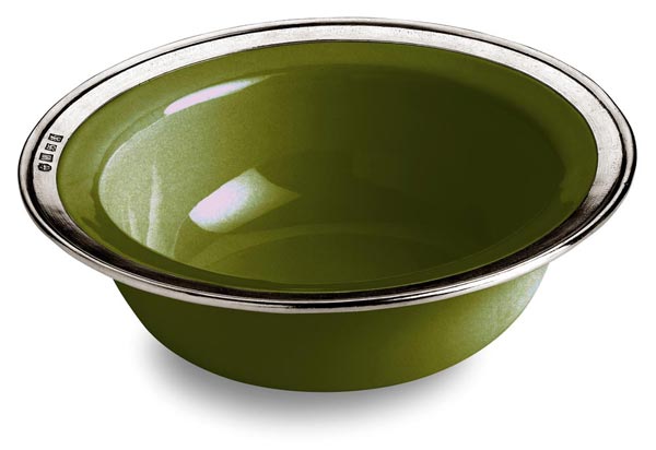 Ciotola cereali, grigio e verde, Metallo (Peltro) e Ceramica, cm Ø 20