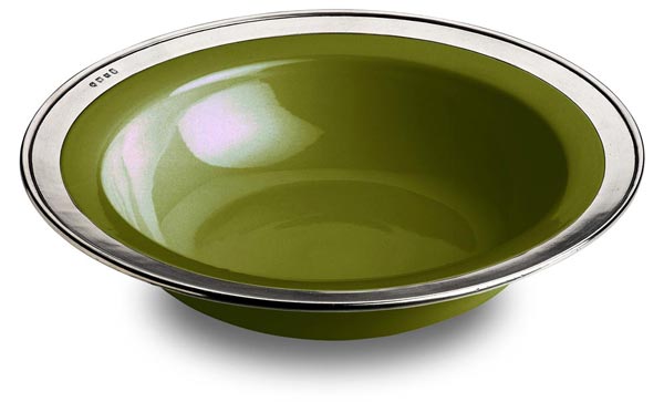 Round serving bowl - green, grey and green, Pewter and Ceramic, cm Ø 39,5