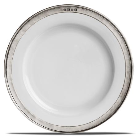 Buffet tallerken med tinnkant, grå og hvit, Tinn og Keramikk, cm Ø 31