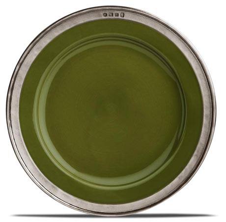 Тарелка сервировочная, серый и зеленый, олова и керамический, cm Ø 31