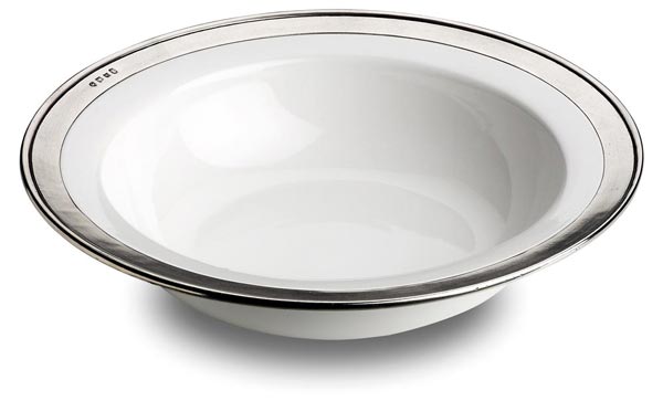 Тарелка сервировочная (блюдо, салатник), серый и белый, олова и керамический, cm Ø 30