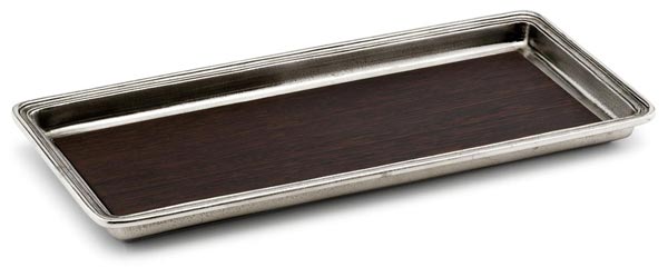 Vanity tray (wenge), grey and brown, Pewter and Wood, cm 28,5x13,7x h 2,5