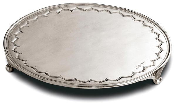 Tortenplatte auf fuss, Grau, Zinn, cm Ø 32,5