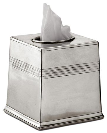 Squared tissue box, grey, Pewter, cm 13,5x13,5x14