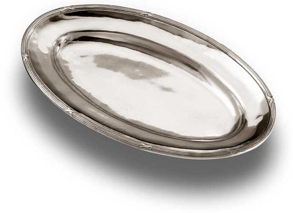 Teller oval, Grau, Zinn, cm 26 x 16,5