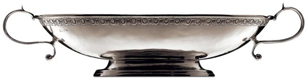 Schale auf Fuss (Oval), Grau, Zinn, cm 42x31