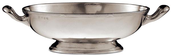 Oval footed bowl, grey, Pewter, cm 33x24xh10