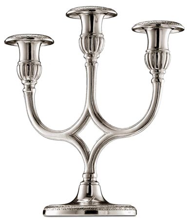 Three-flames candelabrastick, grey, Pewter, cm h 25