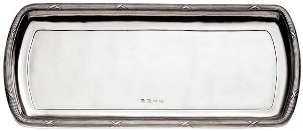 Tablett Metall, Grau, Zinn, cm 36 x 16