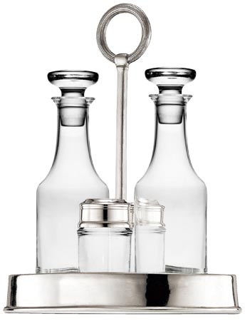Table set, grey, Pewter and lead-free Crystal glass, cm 20x14xh24  cl 17  e cl 4
