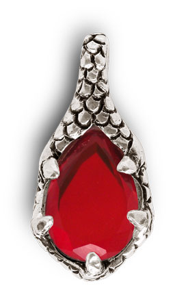 Pendant - criystal siam, grey and rosso, Pewter and lead-free Crystal glass, cm 5,5 x 2,5