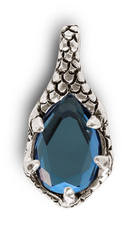 Pendant - crystal sapphire, grey and blu, Pewter and lead-free Crystal glass, cm 5,5 x 2,5