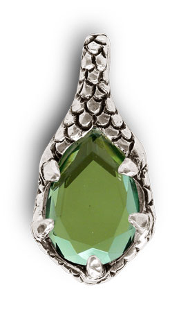 Pendant - crystal peridot, grey and verde, Pewter and lead-free Crystal glass, cm 5,5 x 2,5