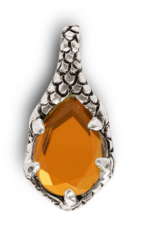 Pendant - crystal topaz, grey and giallo, Pewter and lead-free Crystal glass, cm 5,5 x 2,5